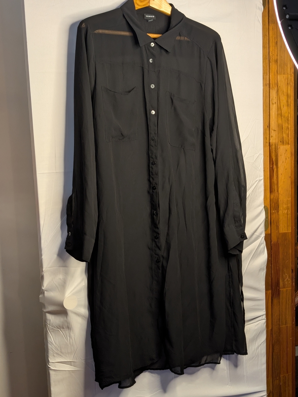 Torrid Black Chiffon Button Front Shirt Dress Size 2 2X